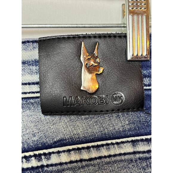 Makobi Men’s 32x32 Blue Cape Biker Streetwear Denim Dark Wash Jeans M1783 - Picture 11 of 11